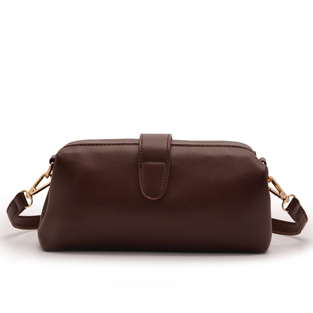 Coffee Chic Vintage Inspired PU Leather Crossbody Bag - Small Frame Doctor Style Purse with Adjustable Strap