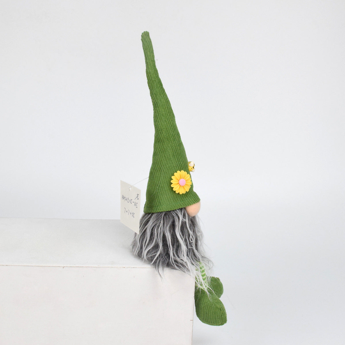 2 Pcs Charming Green Gnome - Plush Faceless Gonk with Long Dangle Legs - Adorable Shelf Sitter Home Decor Accent