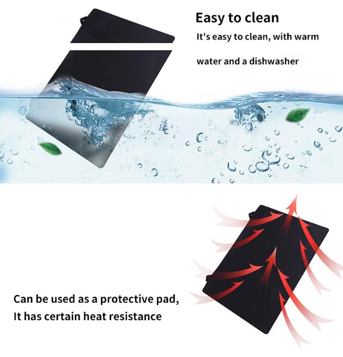 Black Premium Heat Resistant Stovetop Protector Mat - Waterproof, Anti-Slip & Easy Clean Kitchen Guard (61.5x53cm)
