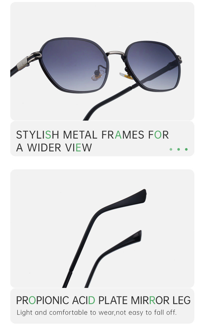 Blue Gradient Lenses Chic Oval Sunglasses for Women - UV400 Protection Lightweight Metal Frame, Comfortable Design
