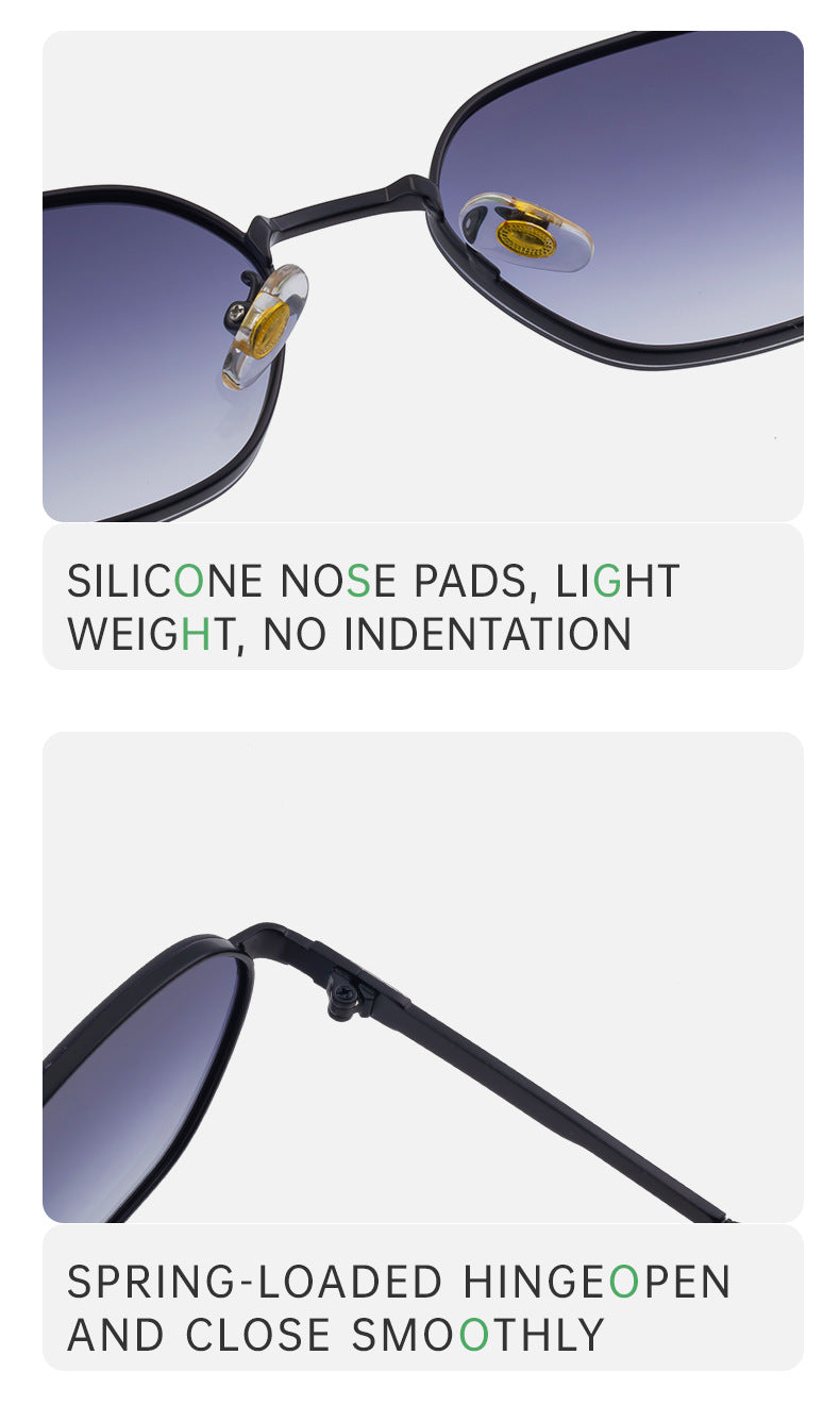 Green Gradient Lenses Chic Oval Sunglasses for Women - UV400 Protection Lightweight Metal Frame, Comfortable Design