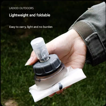 Orange and White Ultra-Lightweight 350ml Soft Running Flask - BPA-Free Collapsible TPU Water Bottle for Hiking, Cycling & Outdoor Sports