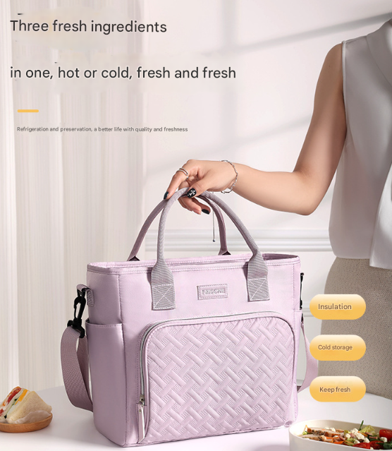 Purple Chic Insulated Lunch Tote Bag - 11L Large Capacity Cooler for Work, Picnic & Travel - Durable Oxford Fabric