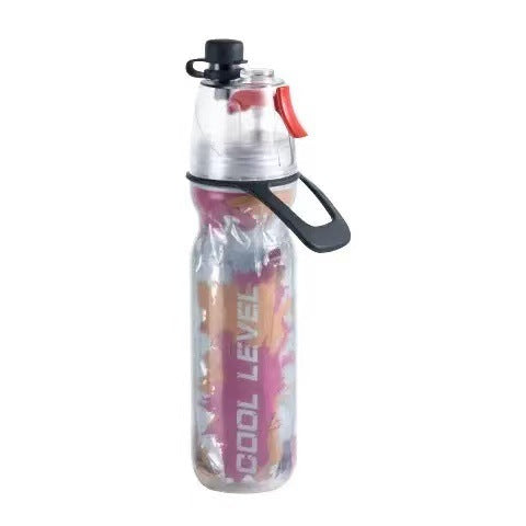 Red 500ML Insulated Sports Water Bottle with Cooling Mist - Triple-Layer Design Keeps Drinks Cold for Hours - Portable PE Misting Bottle