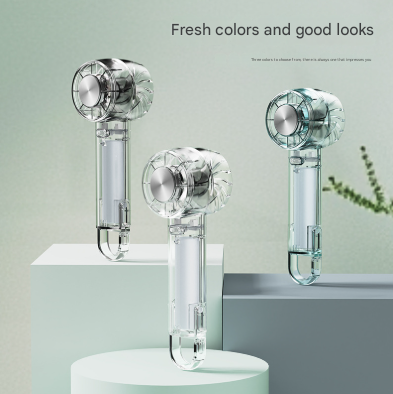 Transparent White Portable Mini Cooling Fan with Semiconductor Ice Compress - USB-C Rechargeable, 3-Speed Turbine & Transparent Design