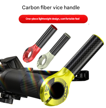 Black and Light Green Ultralight Carbon Fiber Bicycle Bar Ends - Ergonomic Anti-Slip Grips for MTB & Hybrid Bikes (22.2mm)