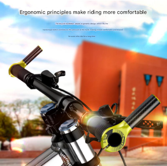 Black and Light Green Ultralight Carbon Fiber Bicycle Bar Ends - Ergonomic Anti-Slip Grips for MTB & Hybrid Bikes (22.2mm)