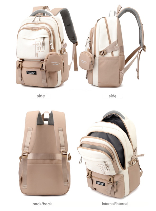 Black Large Capacity Student Backpack - Durable Oxford Cloth School Bag with Laptop Compartment & Multiple Pockets