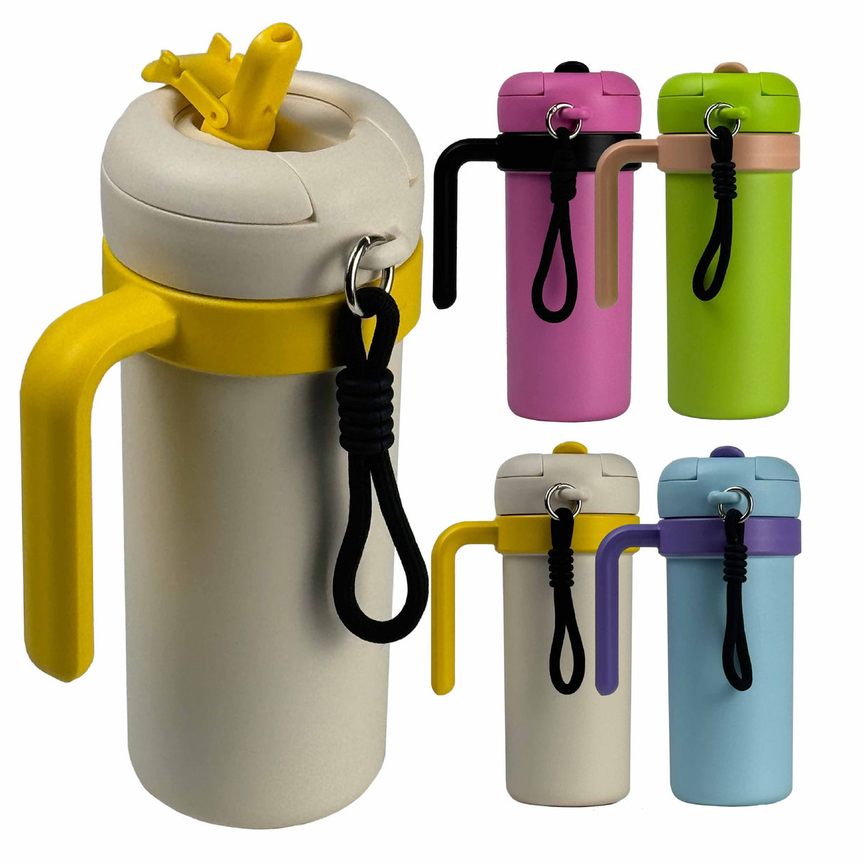 Blue and Purple 700ml Insulated Stainless Steel Tumbler with Handle, Dual-Sip Lid, Straw & Tea Infuser