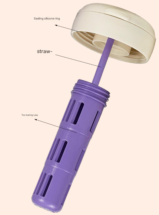 Beige and Yellow 700ml Insulated Stainless Steel Tumbler with Handle, Dual-Sip Lid, Straw & Tea Infuser