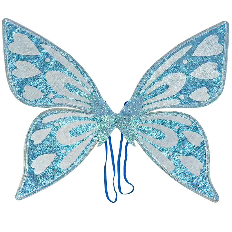 Blue Sparkling Fairy Wings - Lightweight Glitter Butterfly Costume Accessory for Kids & Adults