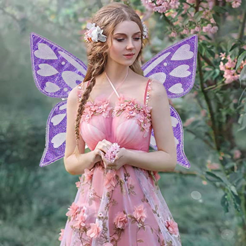 Purple Sparkling Fairy Wings - Lightweight Glitter Butterfly Costume Accessory for Kids & Adults