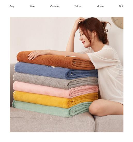 200*230CM Orange Ultra-Soft Dual-Sided Waffle & Plush Fleece Blanket - Large Cozy Throw for Bed & Sofa