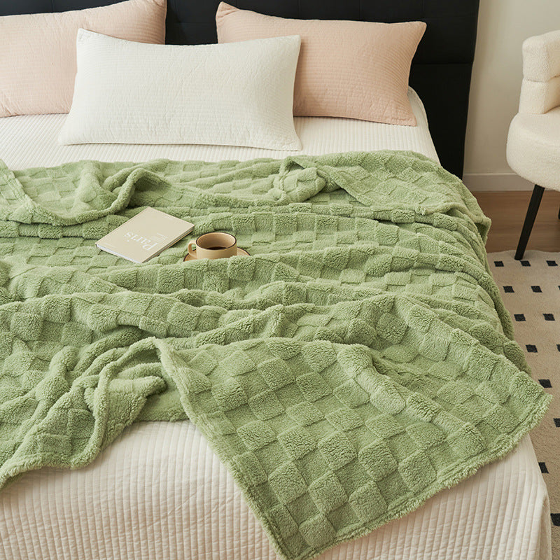 200*230CM Light Green Ultra-Soft Waffle Textured Plush Fleece Blanket - Large Cozy All-Season Throw for Bed & Sofa