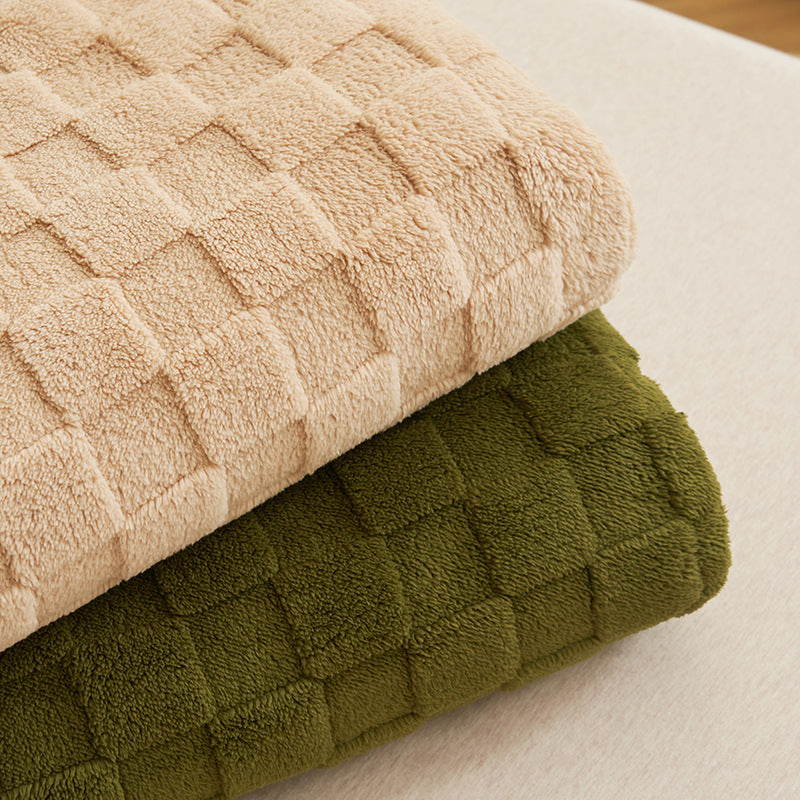 200*230CM Light Green Ultra-Soft Waffle Textured Plush Fleece Blanket - Large Cozy All-Season Throw for Bed & Sofa