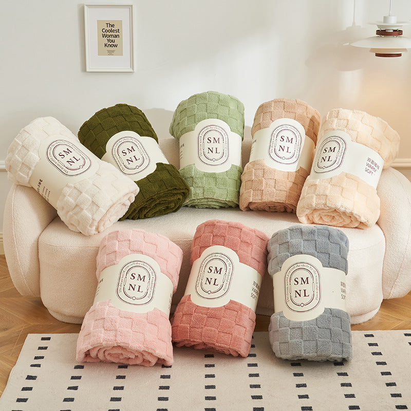 200*230CM Khaki Ultra-Soft Waffle Textured Plush Fleece Blanket - Large Cozy All-Season Throw for Bed & Sofa