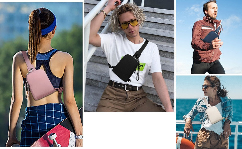 Dark Blue Compact Waterproof Sling Bag - Unisex Mini Crossbody Chest Pack with Adjustable Reversible Strap