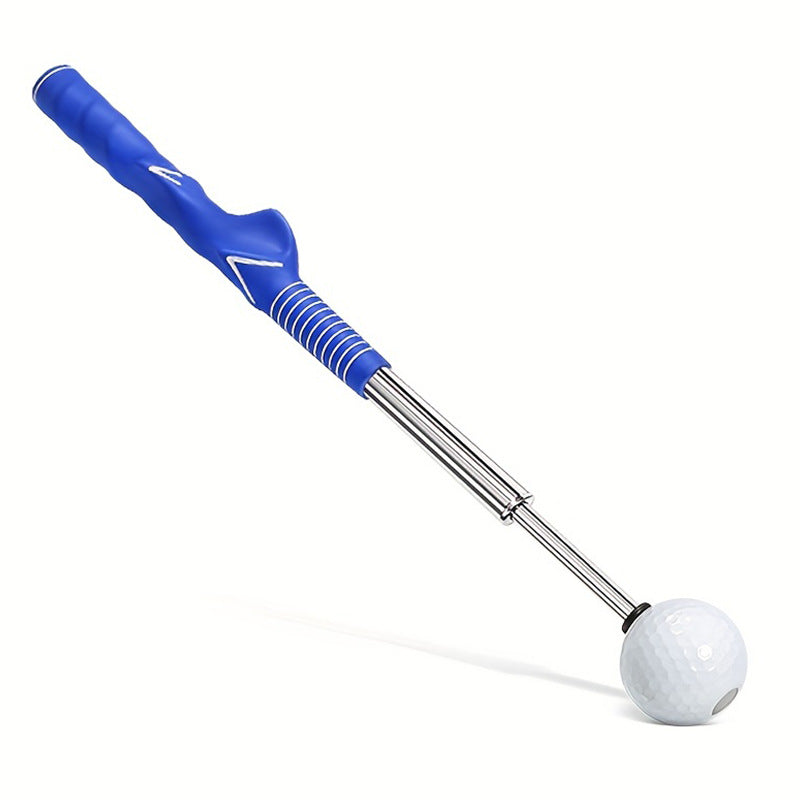 Dark Blue Pro Golf Swing Trainer - Extendable with Audible Click & Corrective Grip Aid