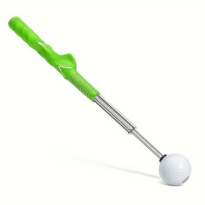 Green Pro Golf Swing Trainer - Extendable with Audible Click & Corrective Grip Aid