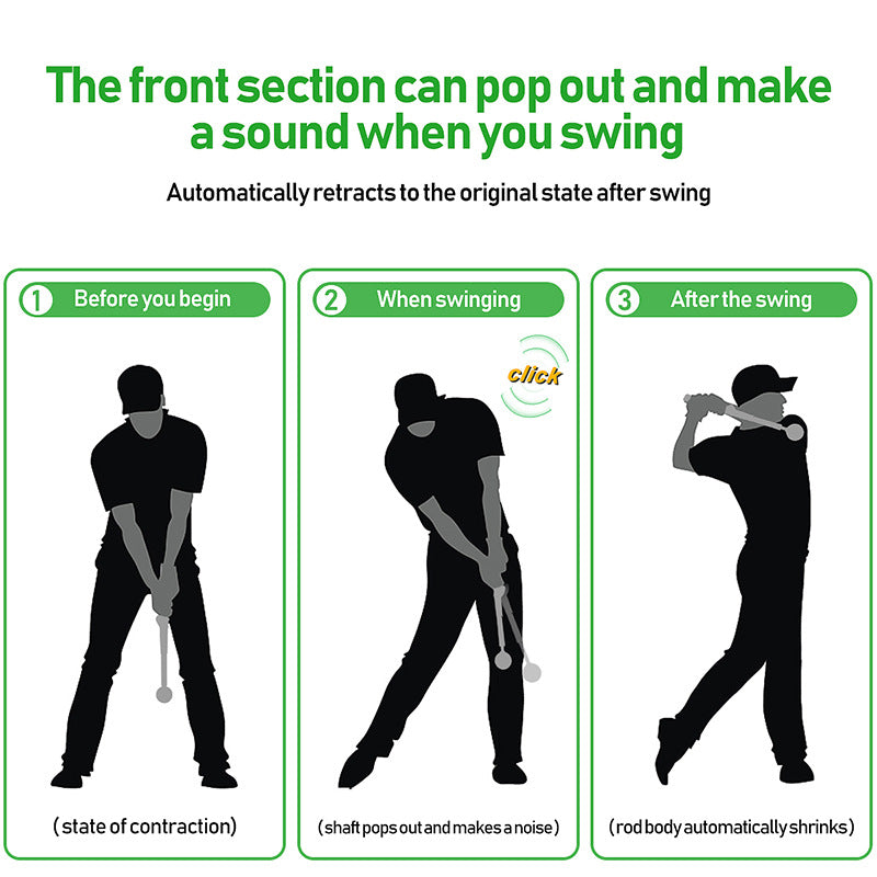 Green Pro Golf Swing Trainer - Extendable with Audible Click & Corrective Grip Aid