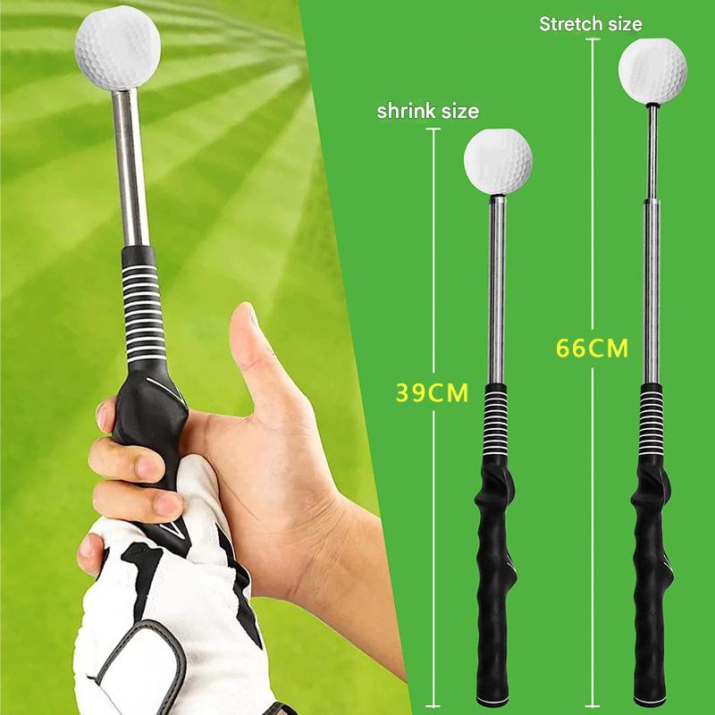 Green Pro Golf Swing Trainer - Extendable with Audible Click & Corrective Grip Aid