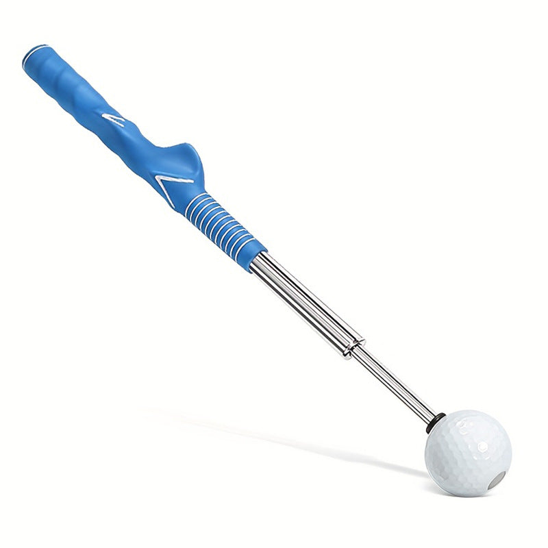 Blue Pro Golf Swing Trainer - Extendable with Audible Click & Corrective Grip Aid
