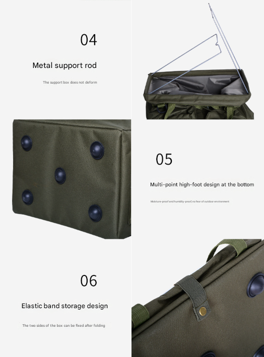 Black Camouflage Heavy Duty Foldable Outdoor Camping Storage Box - Oxford Cloth Collapsible Gear Organizer Tote with Pockets