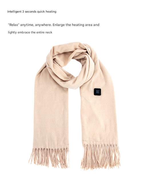 Black USB Electric Heated Scarf - 3-Level Heat Setting Winter Neck Warmer