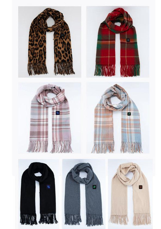 Black USB Electric Heated Scarf - 3-Level Heat Setting Winter Neck Warmer