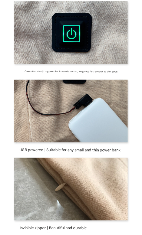 Grey USB Electric Heated Scarf - 3-Level Heat Setting Winter Neck Warmer