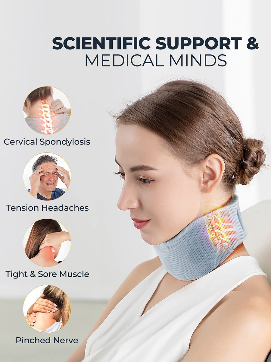 Size L Grey Ergonomic Neck Support Brace - Soft Cervical Collar for Posture Correction and Pain Relief