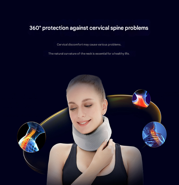 Size XL Orange Ergonomic Neck Support Brace - Soft Cervical Collar for Posture Correction and Pain Relief