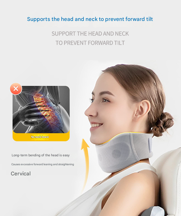 Size M Orange Ergonomic Neck Support Brace - Soft Cervical Collar for Posture Correction and Pain Relief