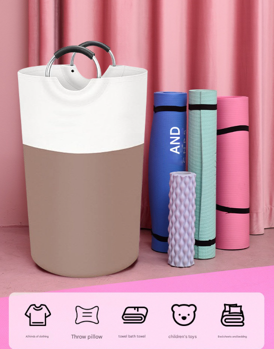 Black and White Large 90L Freestanding Laundry Hamper - Collapsible Clothes Basket with Aluminum Soft-Grip Handles