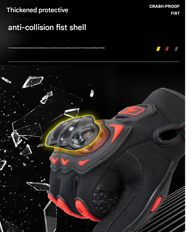 Size M Black Protective Motorcycle Riding Gloves - Hard Knuckle Armour & Touchscreen Fingertips