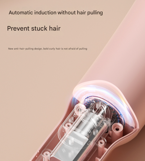 White Portable Cordless Hair Curler - USB-C Rechargeable Automatic Hair Waver with Ceramic Barrel & Anti-Scald Design
