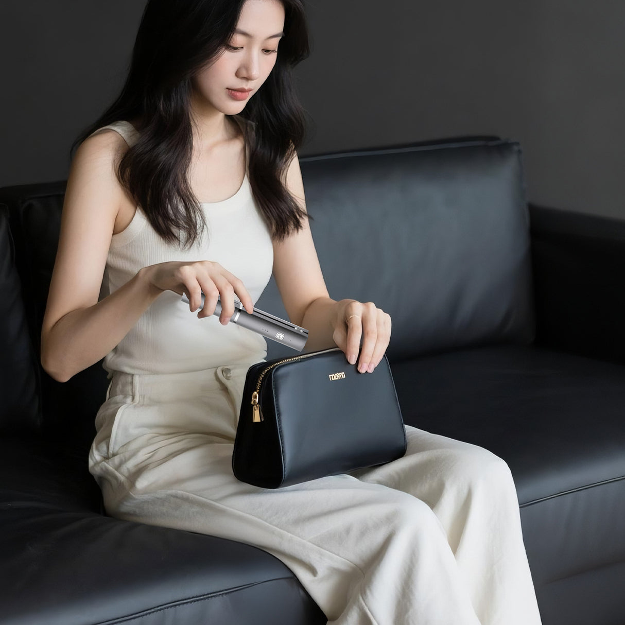 Dark Grey Compact Cordless Hair Straightener - Portable 2-in-1 Mini Flat Iron, USB-C Rechargeable for Travel & Touch-ups