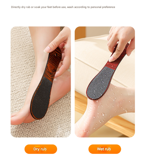 Brown Professional Pedicure Foot File 10-Pack - Double-Sided Callus Remover with Wooden Handle