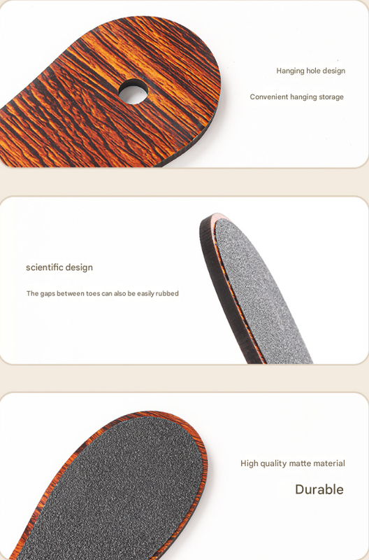 Reddish Brown Professional Pedicure Foot File 10-Pack - Double-Sided Callus Remover with Wooden Handle