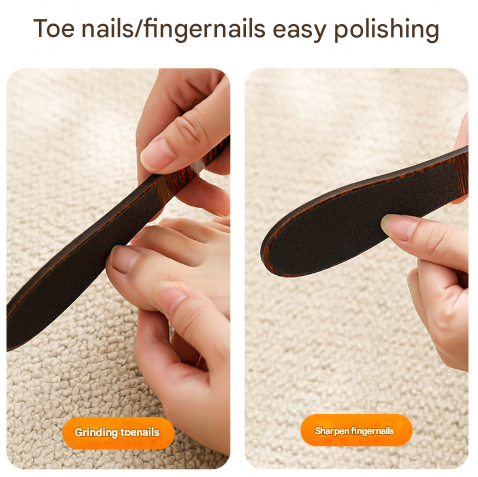 Khaki Professional Pedicure Foot File 10-Pack - Double-Sided Callus Remover with Wooden Handle