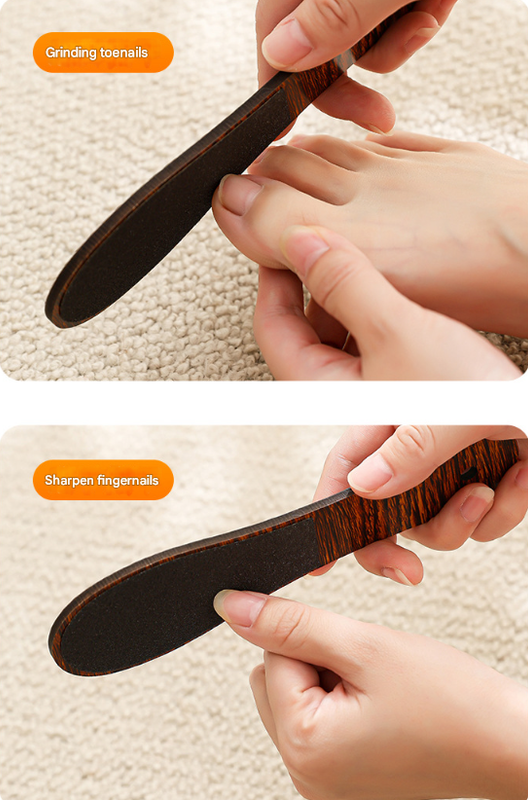 Khaki Professional Pedicure Foot File 10-Pack - Double-Sided Callus Remover with Wooden Handle