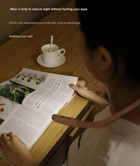 Black Hands-Free LED Neck Reading Light - USB Rechargeable with 3 Color & Brightness Modes, Flexible Gooseneck for Books, Crafts & Knitting