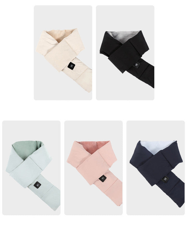 Light Green USB Electric Heated Scarf - Portable Puffer Neck Warmer with 3-Level Heat Control for Winter