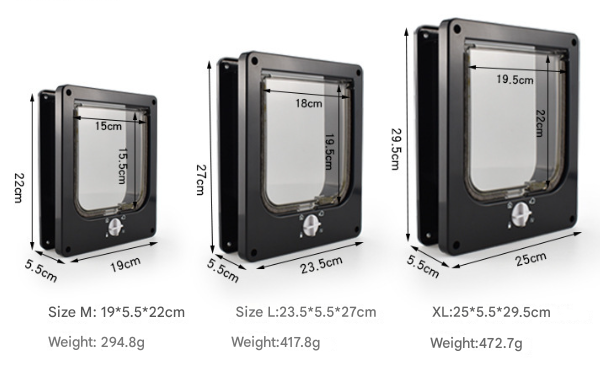 Size XL White 4-Way Locking Pet Flap Door for Cats and Small Dogs - Weatherproof Magnetic Cat Door
