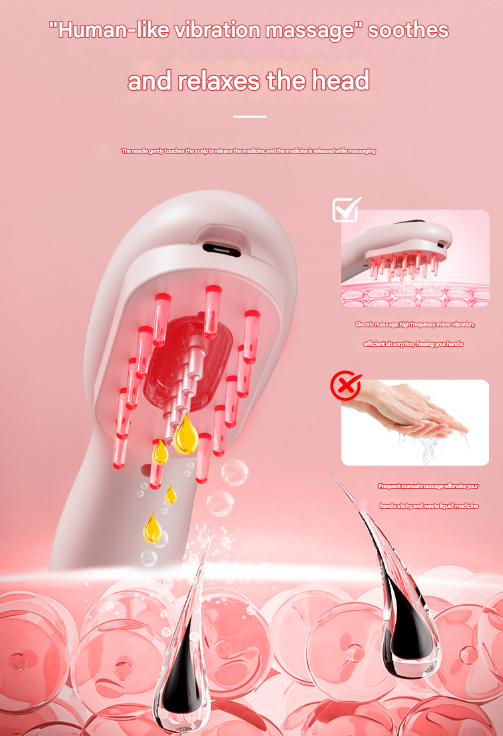White Rechargeable Electric Scalp Massager with Red & Blue Light Therapy - Hair Oil & Serum Applicator Comb(Not containing essential oils)