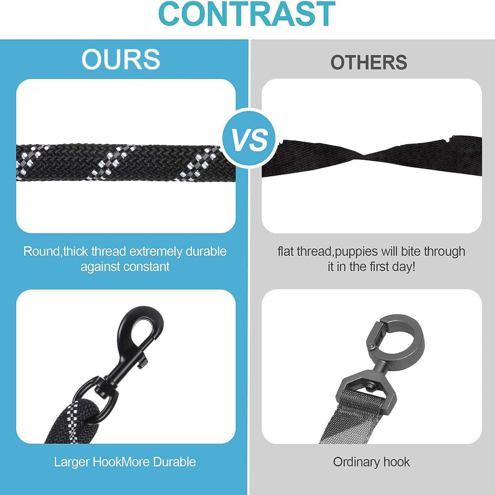 Blue 3-in-1 Tangle-Free Dog Leash for 1-3 Dogs - Heavy Duty Bungee Coupler with Reflective Stitching & Padded Handle