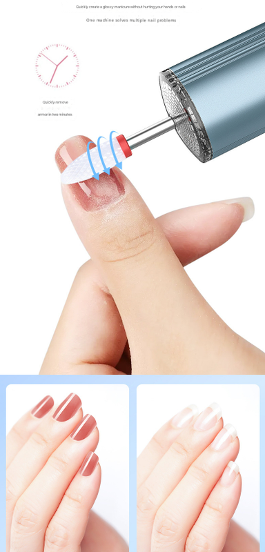 Blue Rechargeable Electric Nail Drill Pen with UV Curing Lamp - Professional All-in-One Manicure Pedicure Kit for Polishing & Gel Removal