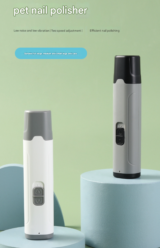 Grey Quiet Electric Pet Nail Grinder with LED Light - 2-Speed USB-C Rechargeable Trimmer for Dogs & Cats Grooming