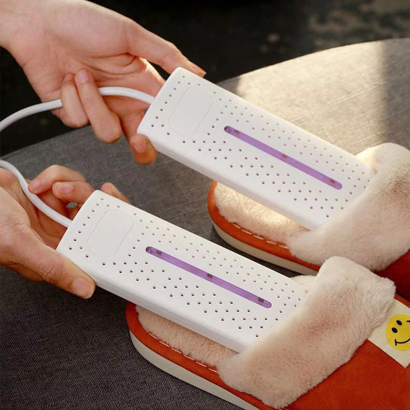 White Portable USB Shoe Dryer & Deodorizer - Constant Temperature Electric Boot Warmer with UV Sanitizer