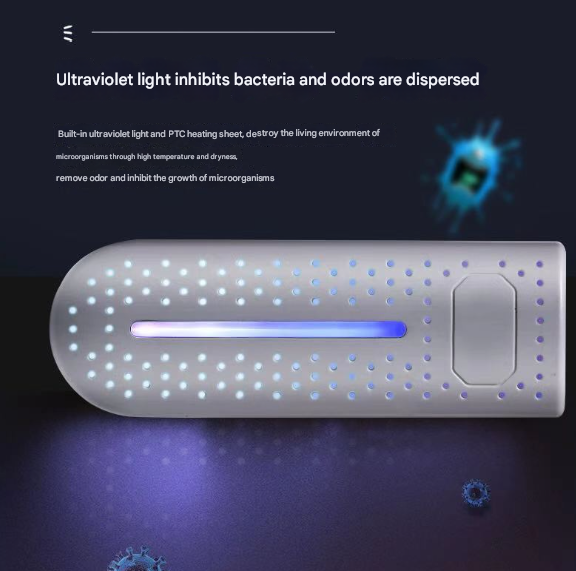 White Portable USB Shoe Dryer & Deodorizer - Constant Temperature Electric Boot Warmer with UV Sanitizer